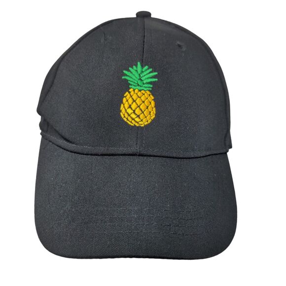 Cruise Club Men's Strapback Hat Black Adjustable Embroidered Pineapple Logo - Picture 1 of 8